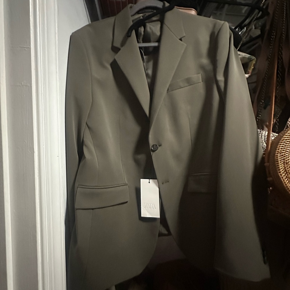 Zara Men's Olive Green Blazer